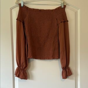 Lucy Paris Off-Shoulder Rust Blouse